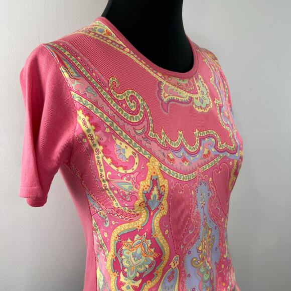 McLaughlin Coral Abstract Print Round Neck Short Sleeve Casual Women's Top Sz S - Picture 3 of 8
